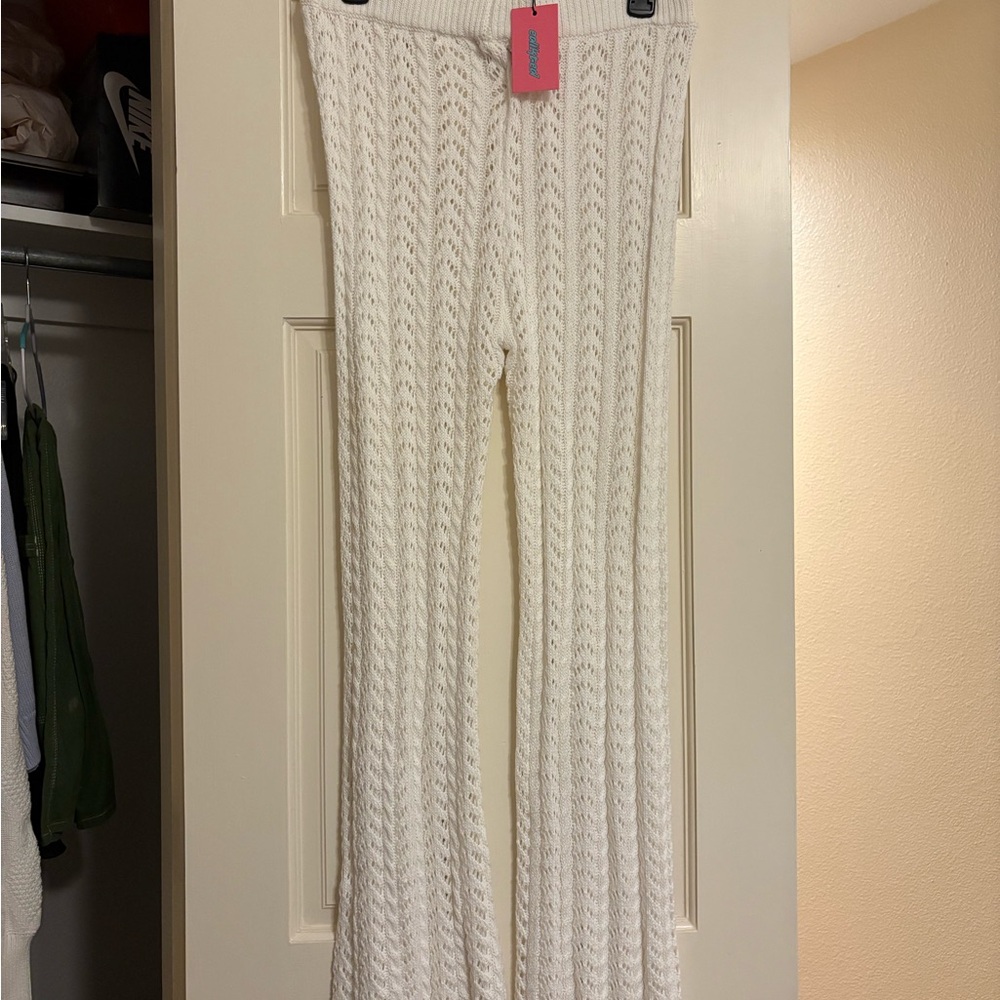 Edikted White Knit Pants